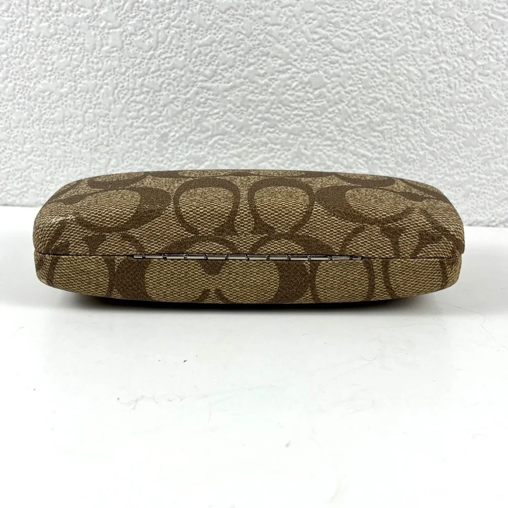 Coach Signature Eyewear Case Unisex Brown Monogram Hard Shell Desiger Luxury